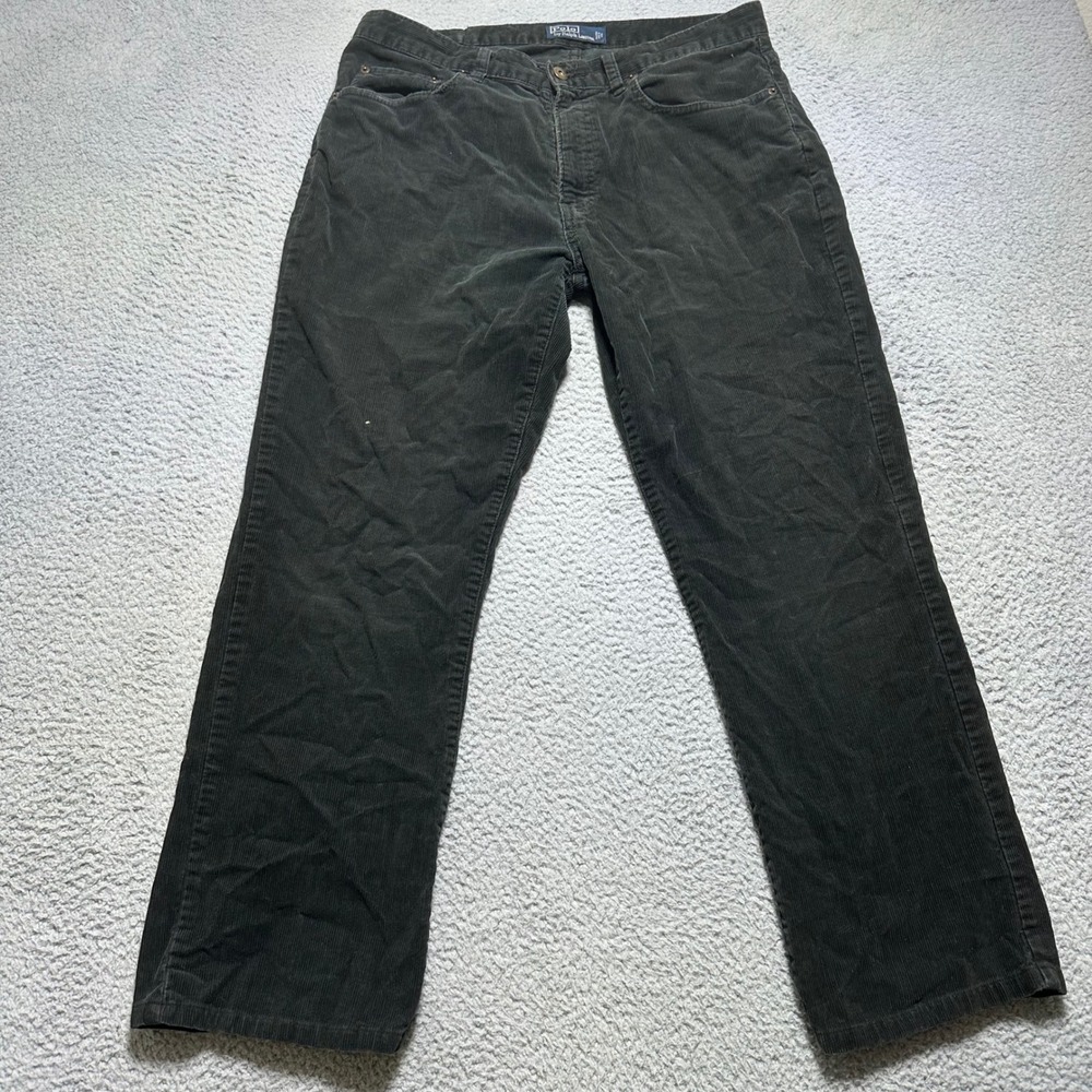 Vintage Polo Ralph Lauren Mens 34x30 Black Corduroy Pants Straight Leg 5 Pocket
